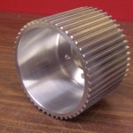 Blower pulley 8 mm GT 49 tooth, 2" bore, 2.750 B/C, 3.500 wide, 6061 T6 Aluminum. $88.00